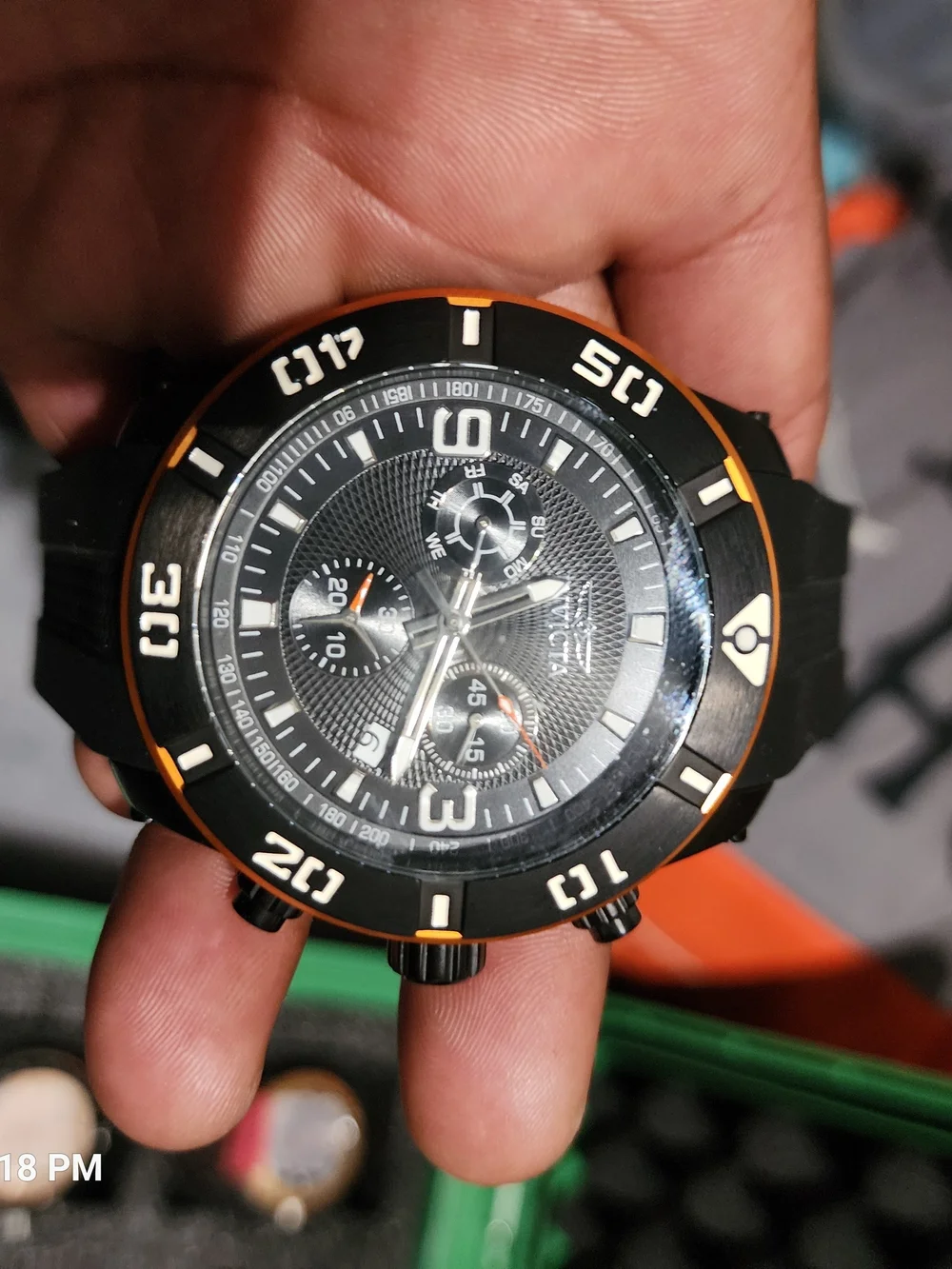 Invicta Black and Orange Sport Chronograph Watch